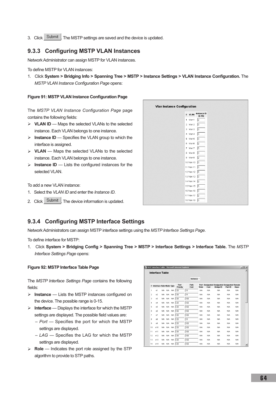 3 configuring mstp vlan instances, 4 configuring mstp interface settings | TP-Link TL-SG3109 User Manual | Page 71 / 120