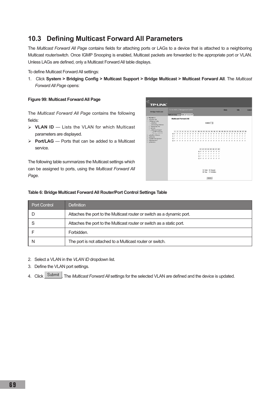 3 defining multicast forward all parameters | TP-Link TL-SG3109 User Manual | Page 76 / 120