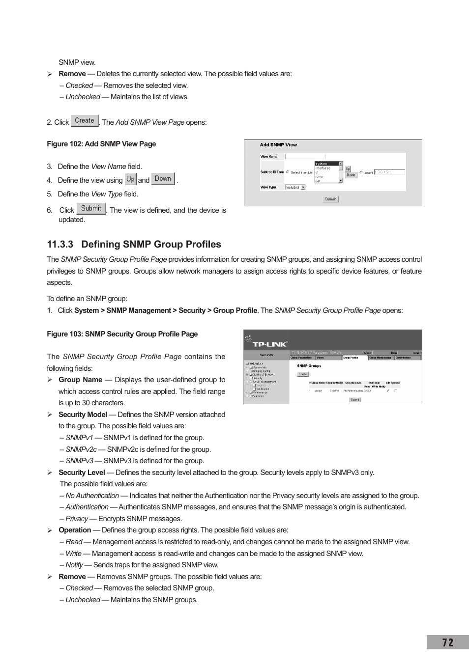 3 defining snmp group profiles | TP-Link TL-SG3109 User Manual | Page 79 / 120