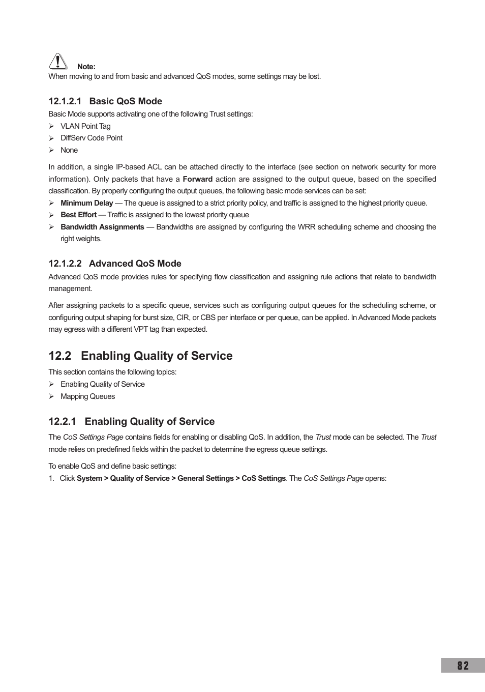 1 basic qos mode, 2 advanced qos mode, 2 enabling quality of service | 1 enabling quality of service | TP-Link TL-SG3109 User Manual | Page 89 / 120