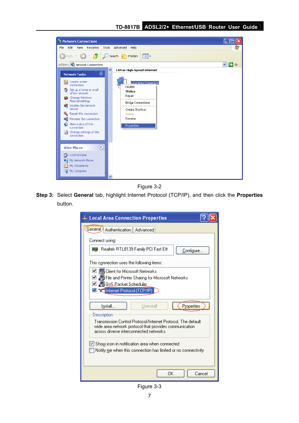 TP-Link ADSL2/2+ ETHERNET/USB ROUTER TD-8817B User Manual | Page 13 / 57