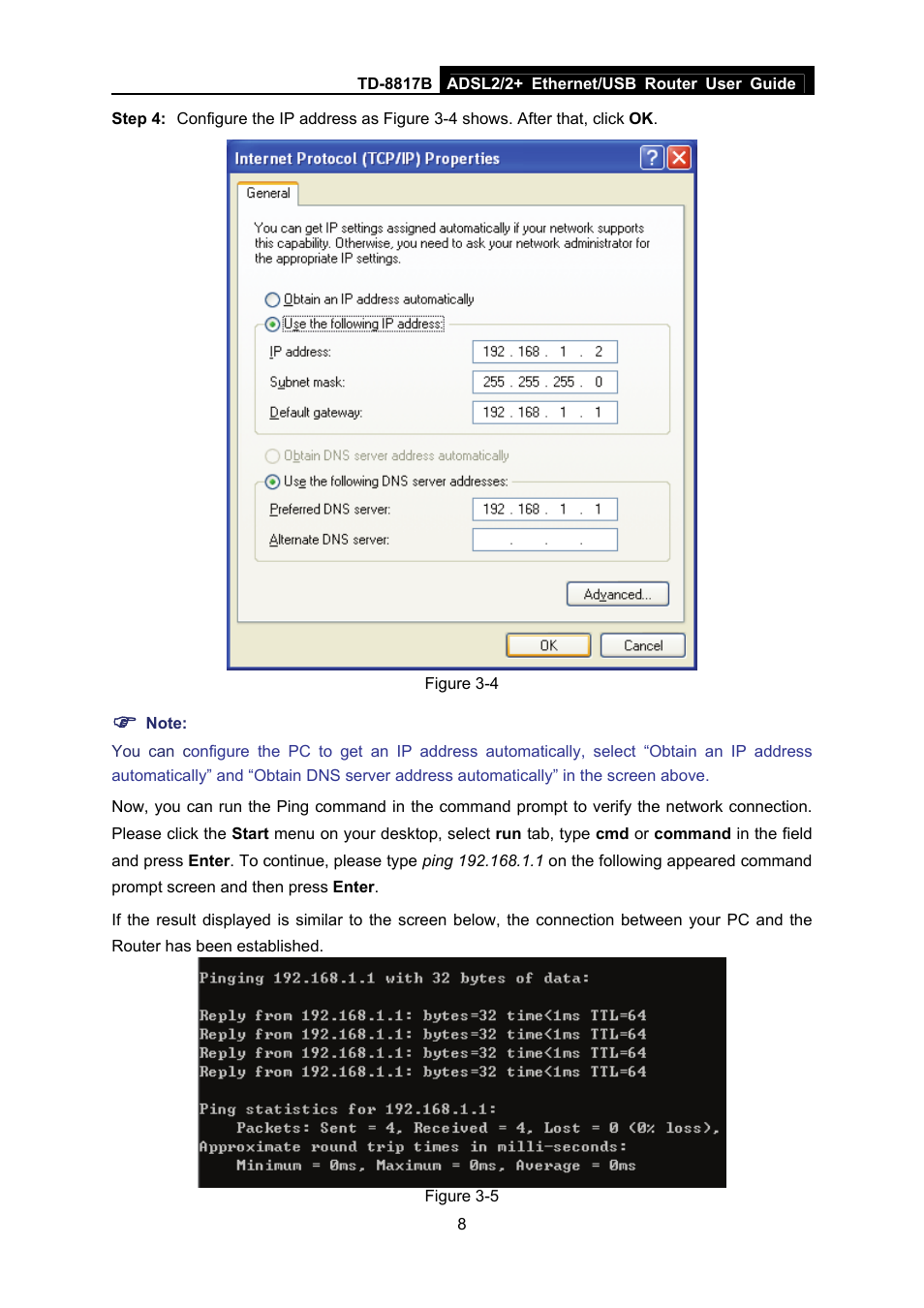 TP-Link ADSL2/2+ ETHERNET/USB ROUTER TD-8817B User Manual | Page 14 / 57