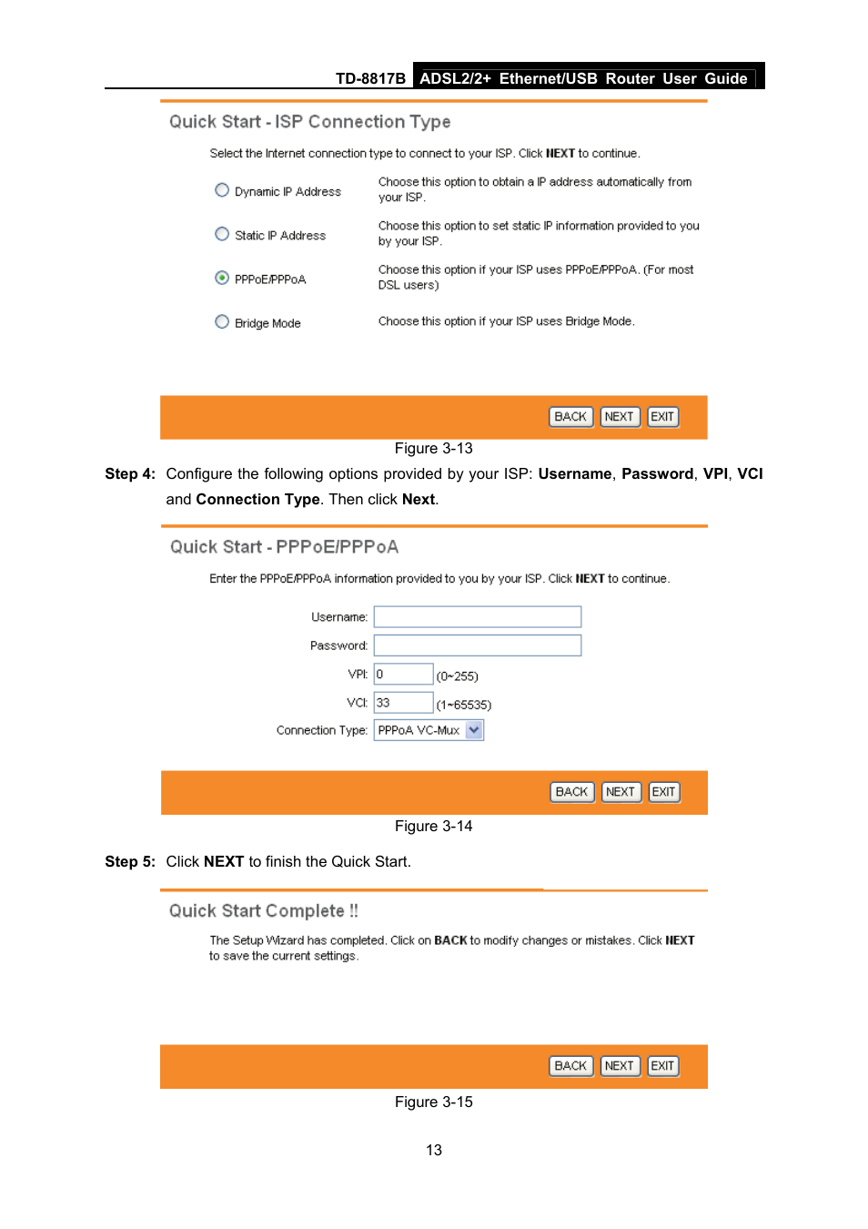 TP-Link ADSL2/2+ ETHERNET/USB ROUTER TD-8817B User Manual | Page 19 / 57