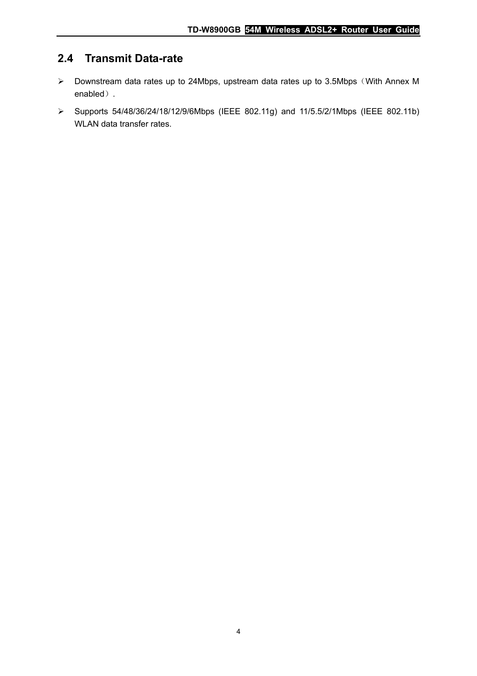 4 transmit data-rate, Transmit data-rate | TP-Link TD-W8900GB User Manual | Page 11 / 88