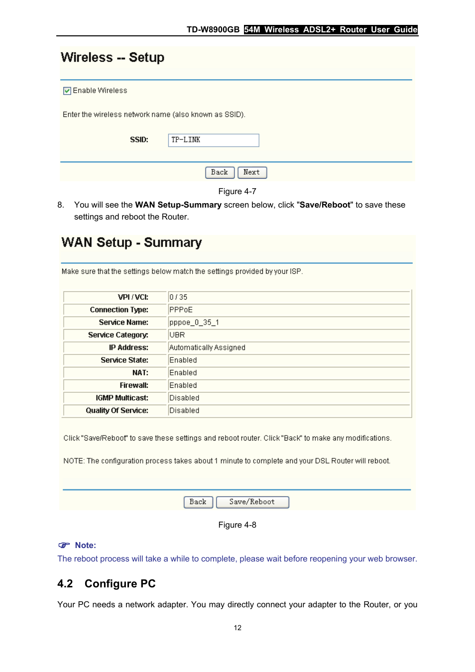 2 configure pc, Configure pc | TP-Link TD-W8900GB User Manual | Page 19 / 88