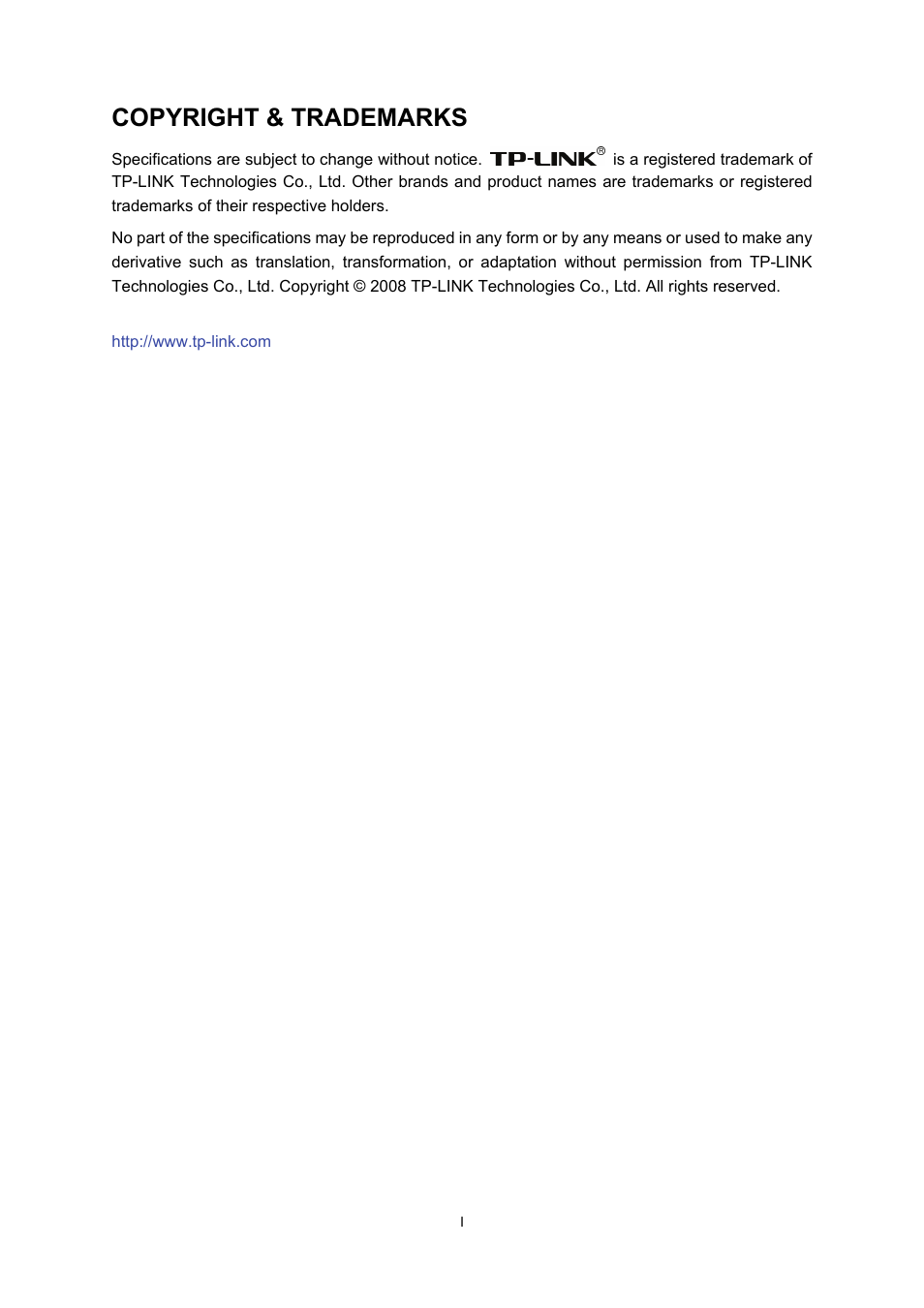 Copyright & trademarks | TP-Link TD-W8900GB User Manual | Page 2 / 88