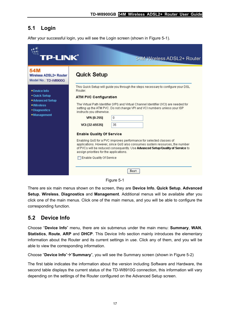 1 login, 2 device info, Login | Device info | TP-Link TD-W8900GB User Manual | Page 24 / 88