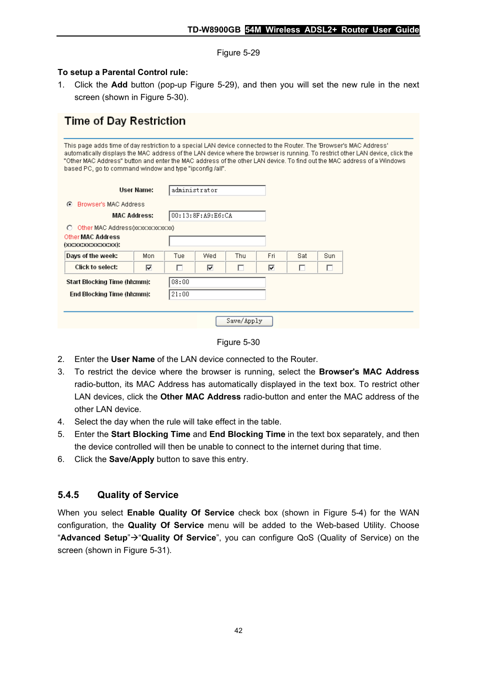 5 quality of service, Quality of service, Ibed in | TP-Link TD-W8900GB User Manual | Page 49 / 88