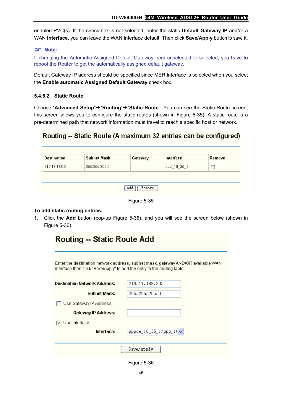 Static route | TP-Link TD-W8900GB User Manual | Page 53 / 88
