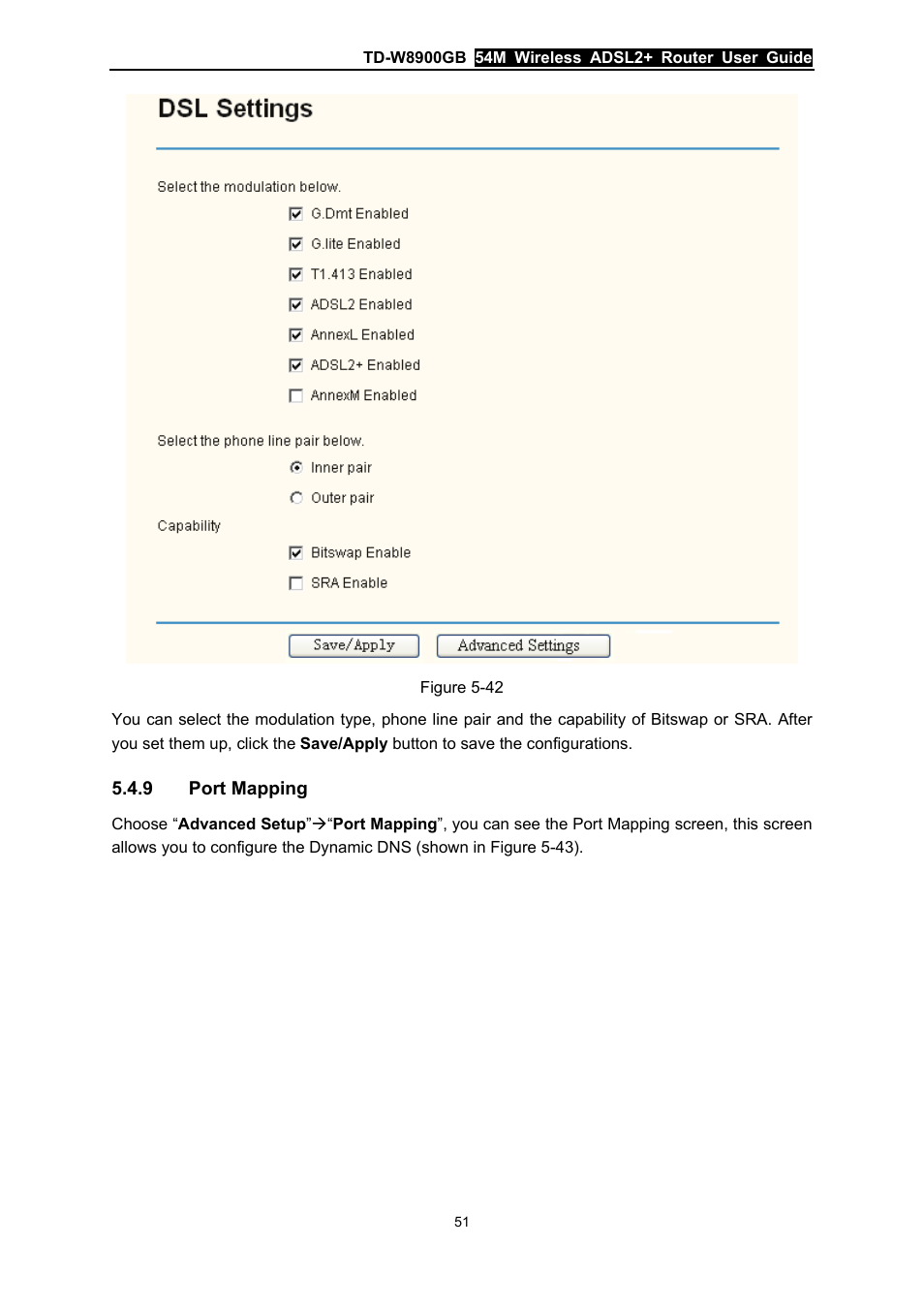 9 port mapping, Port mapping | TP-Link TD-W8900GB User Manual | Page 58 / 88