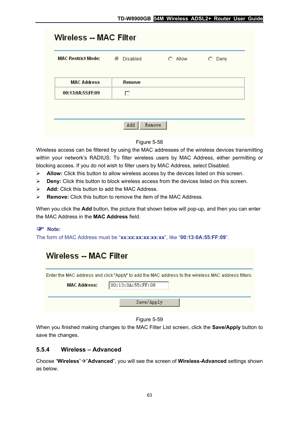 4 wireless – advanced, Wireless – advanced | TP-Link TD-W8900GB User Manual | Page 70 / 88