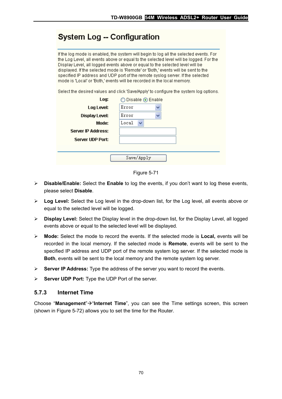 3 internet time, Internet time | TP-Link TD-W8900GB User Manual | Page 77 / 88