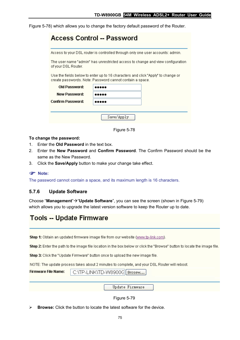 6 update software, Update software | TP-Link TD-W8900GB User Manual | Page 82 / 88