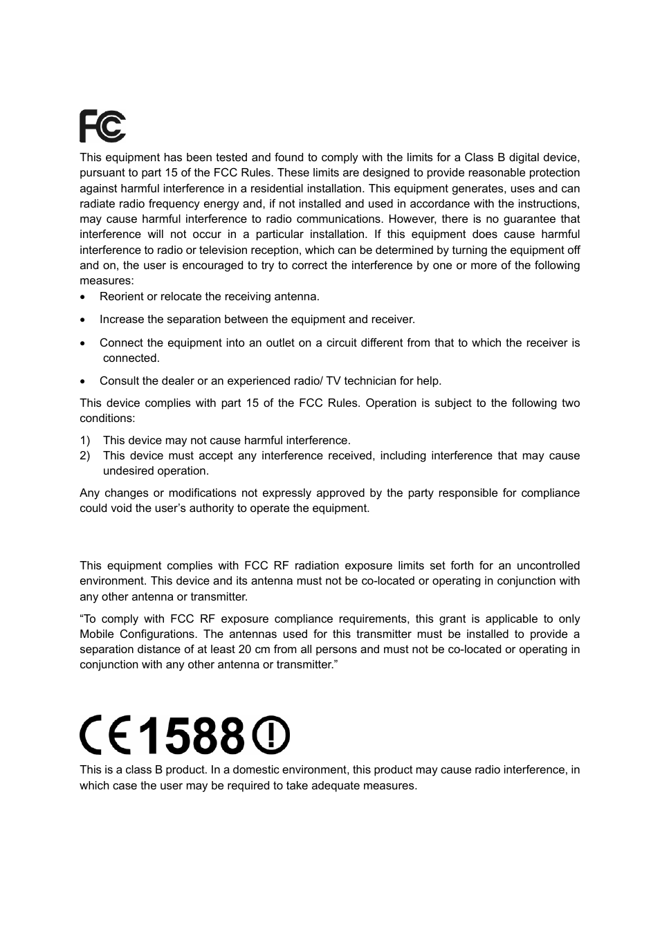 Fcc statement, Fcc rf radiation exposure statement, Ce mark warning | TP-Link TL-WR543G User Manual | Page 3 / 81