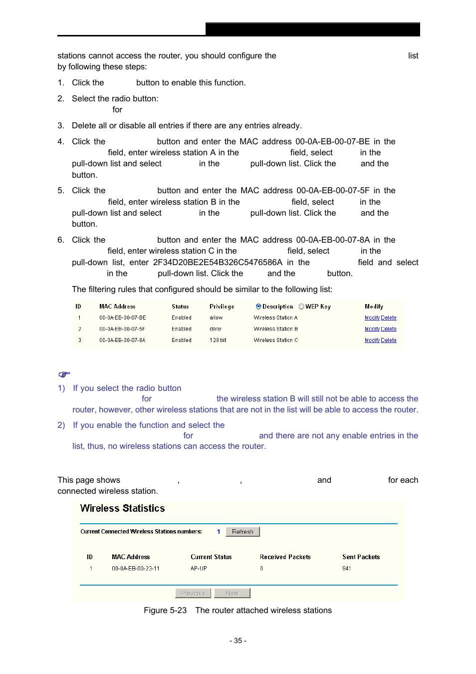 5 wireless statistics, Wireless statistics | TP-Link TL-WR543G User Manual | Page 44 / 81