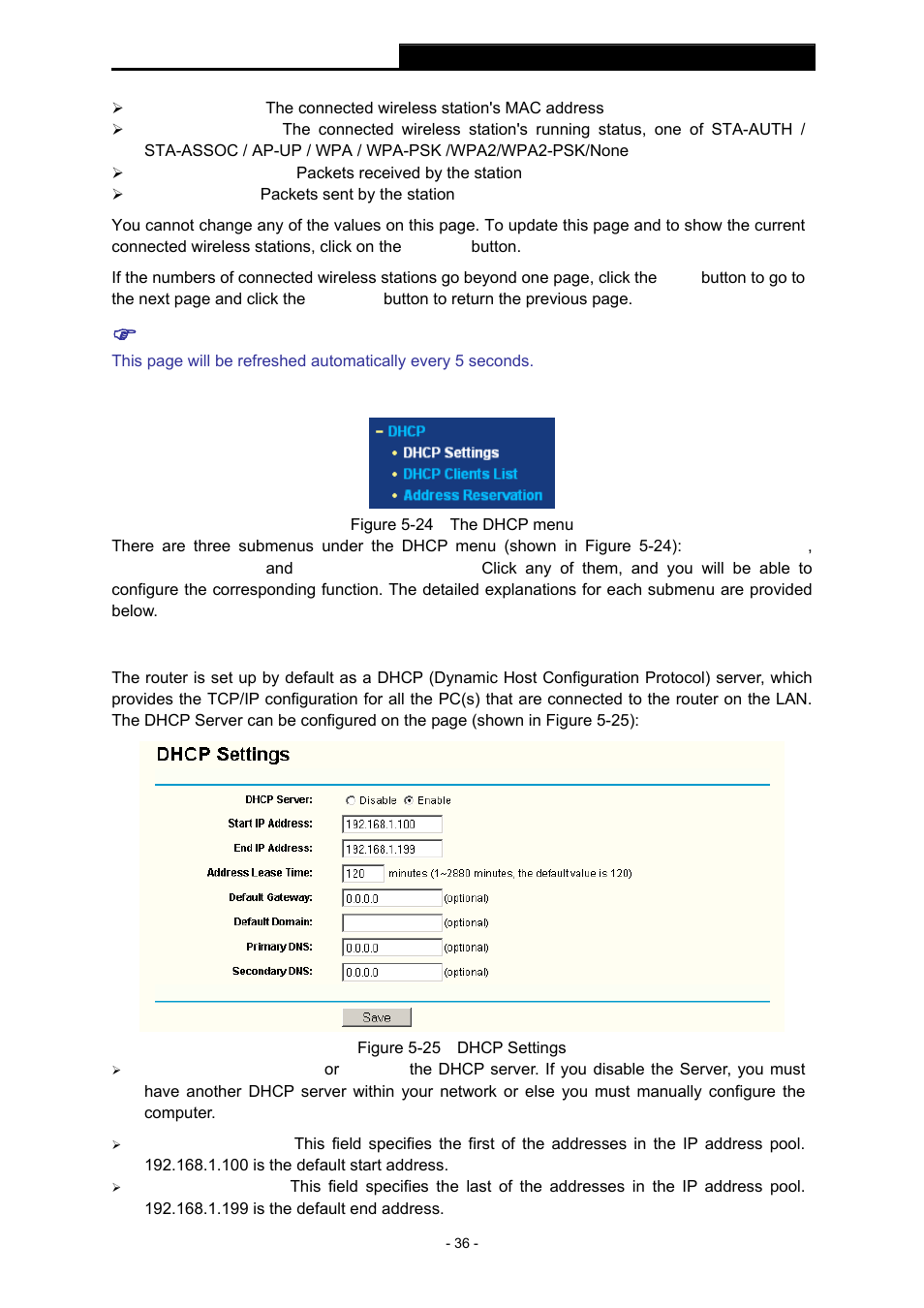 7 dhcp, 1 dhcp settings, Dhcp | Dhcp settings | TP-Link TL-WR543G User Manual | Page 45 / 81