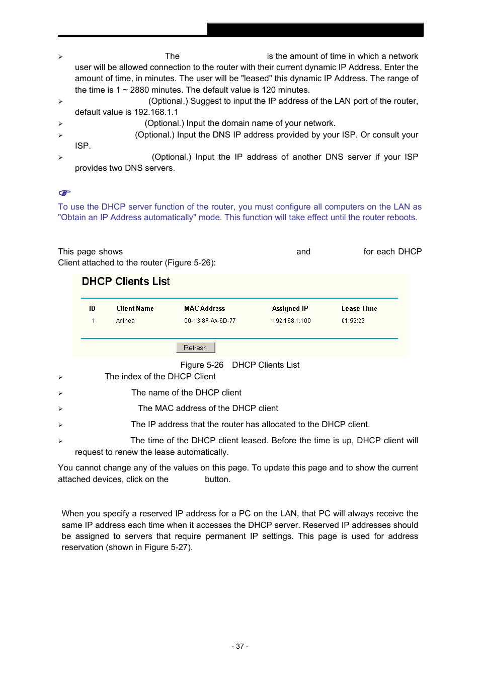2 dhcp clients list, 3 address reservation, Dhcp clients list | Address reservation | TP-Link TL-WR543G User Manual | Page 46 / 81