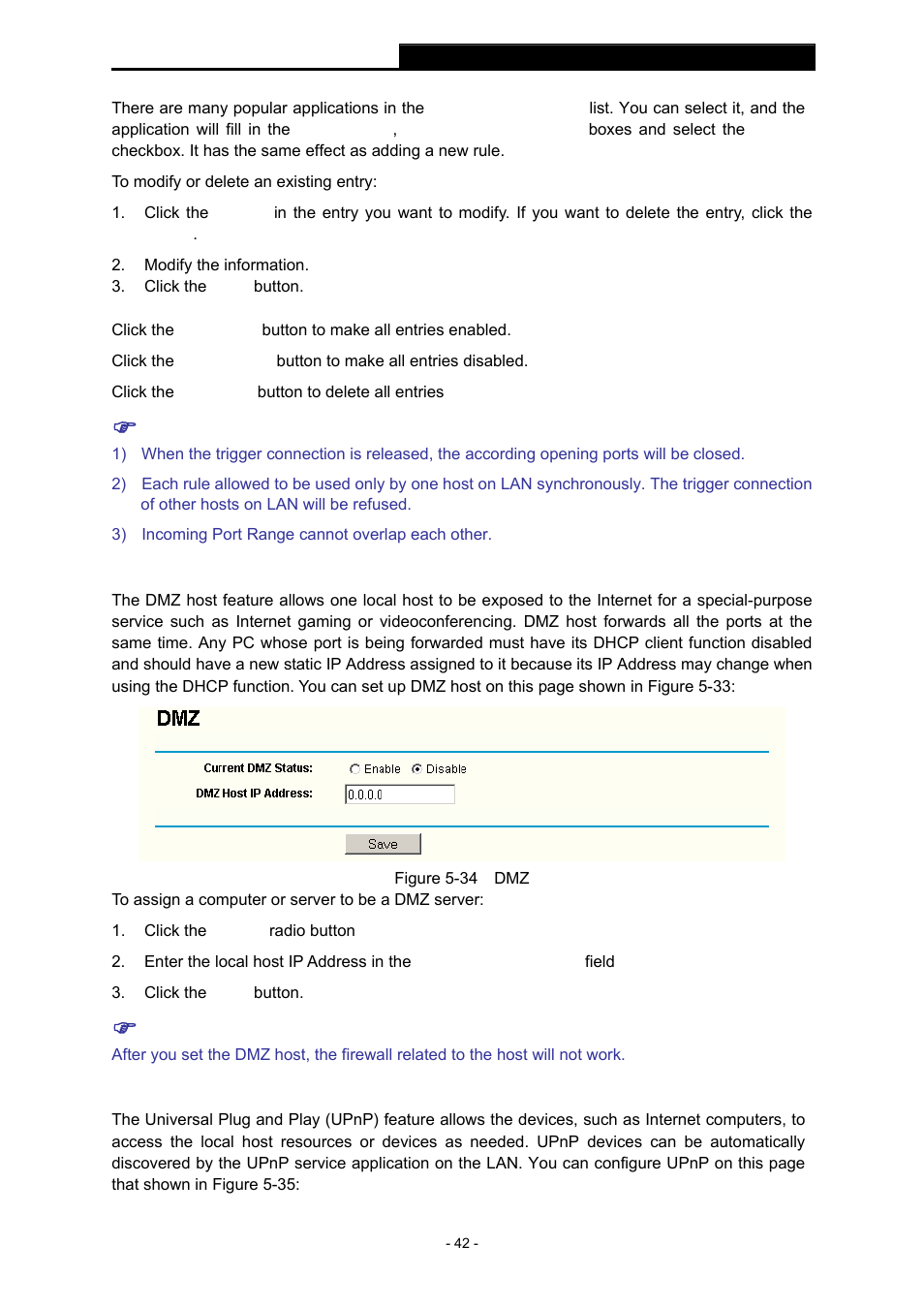 3 dmz, 4 upnp, Upnp | TP-Link TL-WR543G User Manual | Page 51 / 81