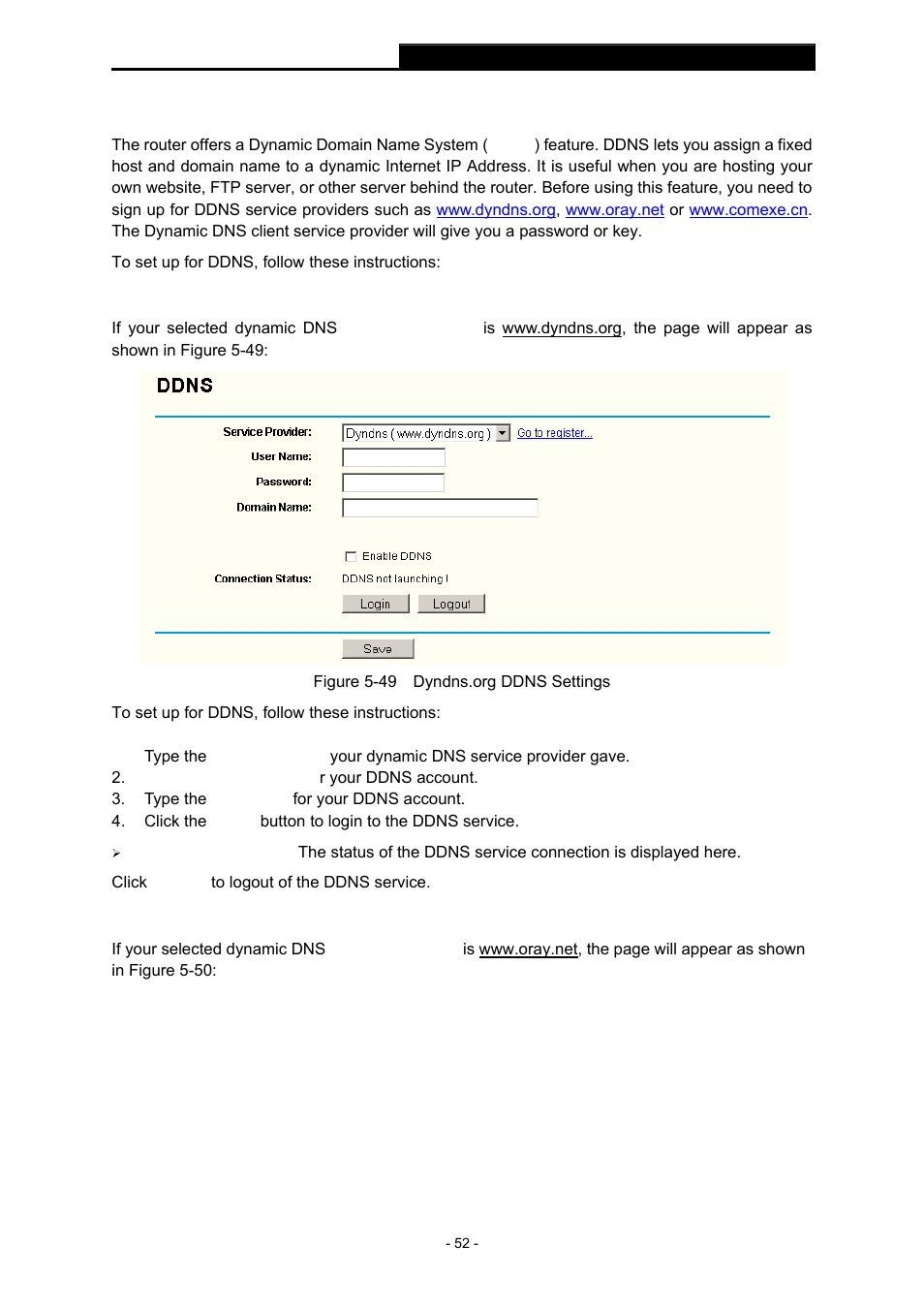 11 dynamic dns, 1 dyndns.org ddns, 2 oray.net ddns | Ddns, Dyndns.org ddns, Oray.net ddns | TP-Link TL-WR543G User Manual | Page 61 / 81