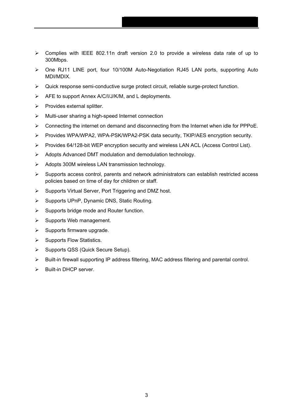 2 main features, Main features | TP-Link TD-W8960N User Manual | Page 10 / 105