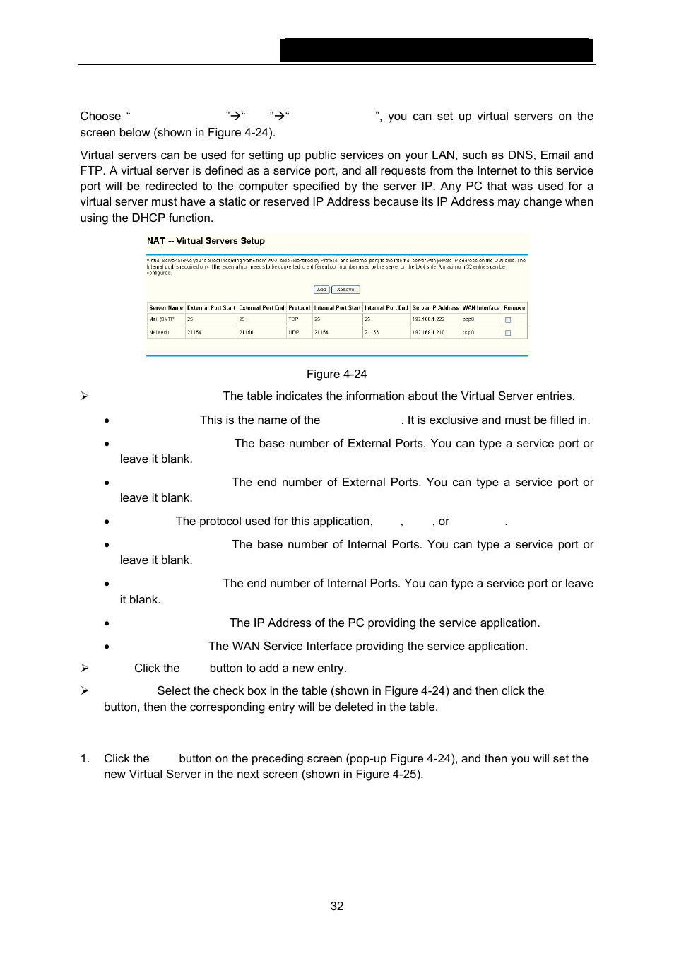 1 virtual servers | TP-Link TD-W8960N User Manual | Page 39 / 105