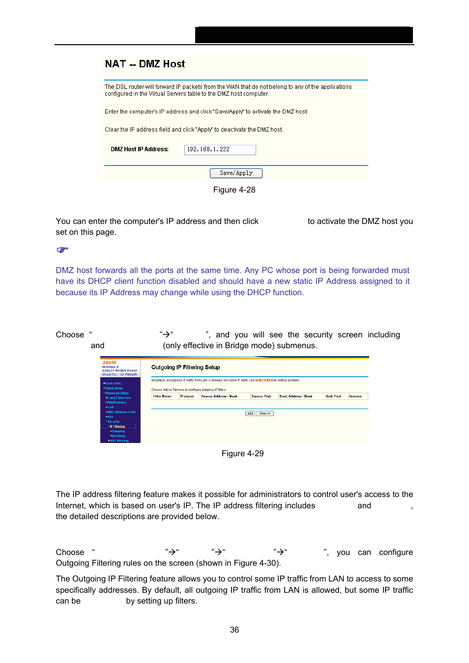 6 security, 1 ip filtering | TP-Link TD-W8960N User Manual | Page 43 / 105