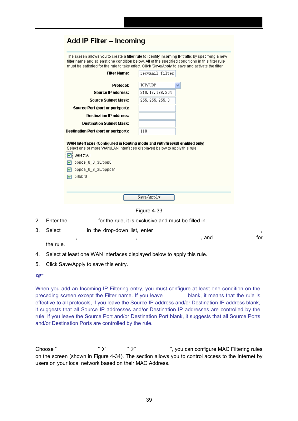 2 mac filtering | TP-Link TD-W8960N User Manual | Page 46 / 105