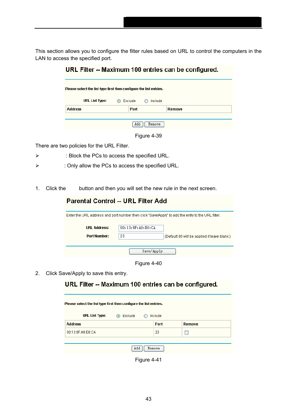 2 url filter | TP-Link TD-W8960N User Manual | Page 50 / 105