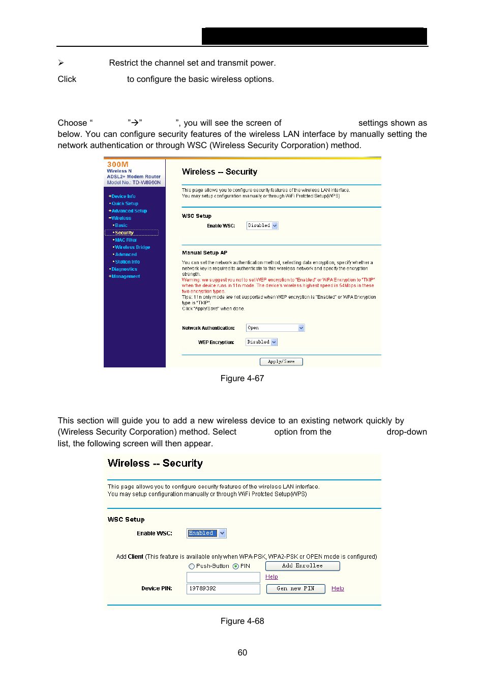 2 security, 1 wsc setup | TP-Link TD-W8960N User Manual | Page 67 / 105