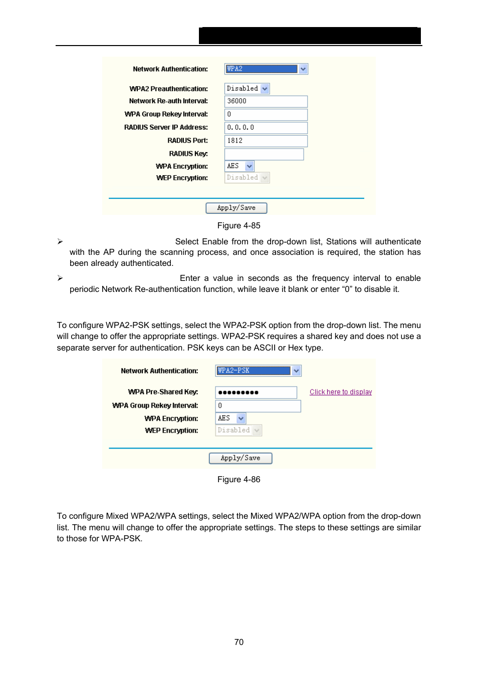 Wpa2-psk, Mixed wpa2/wpa | TP-Link TD-W8960N User Manual | Page 77 / 105