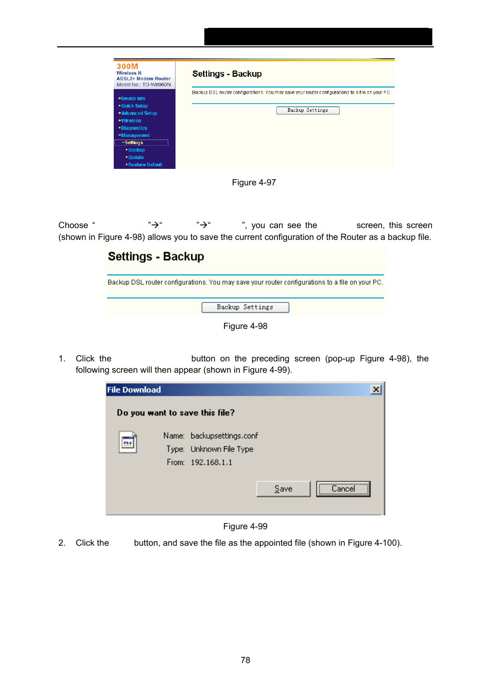 1 backup | TP-Link TD-W8960N User Manual | Page 85 / 105