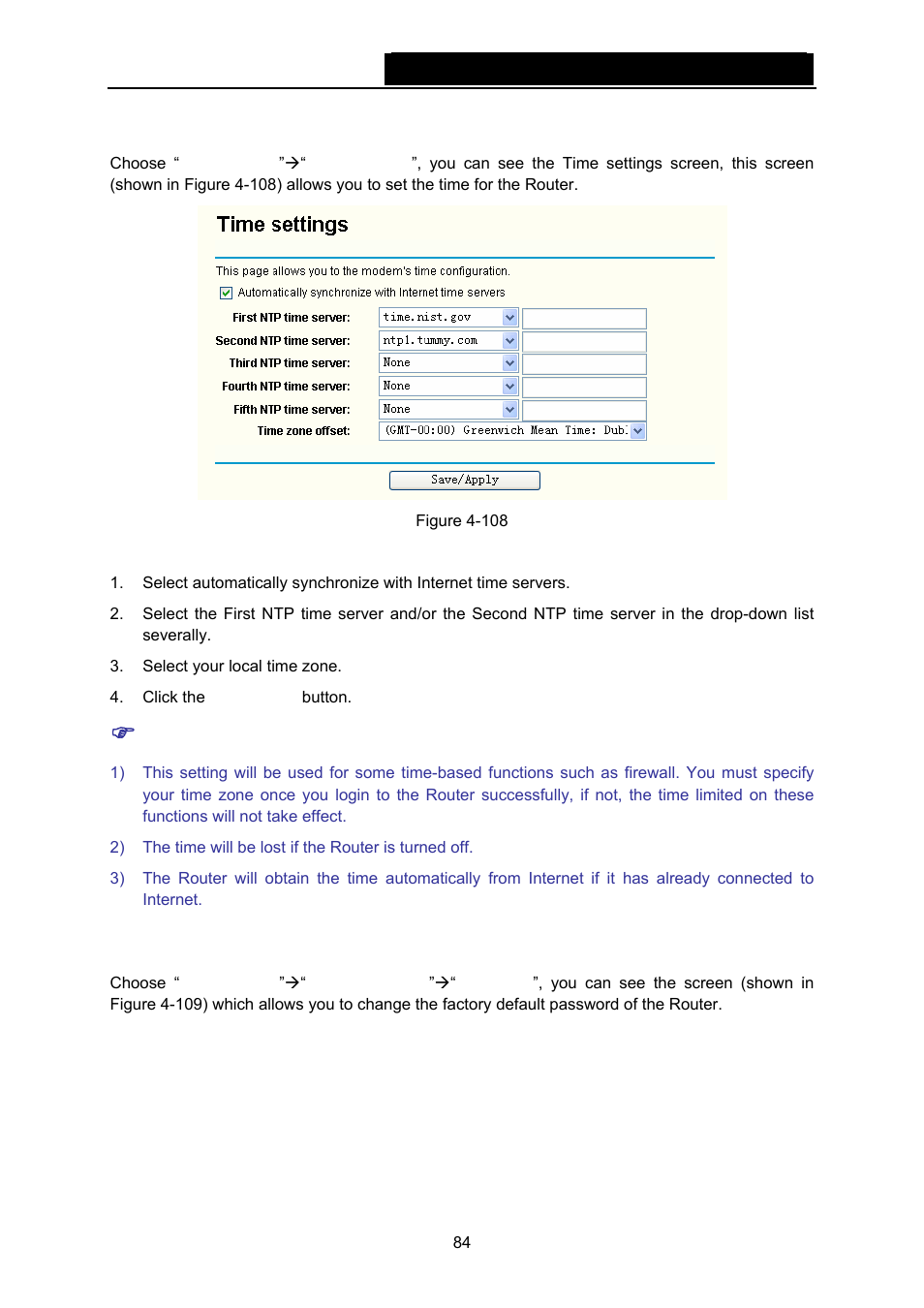 5 internet time, 6 access control- passwords | TP-Link TD-W8960N User Manual | Page 91 / 105