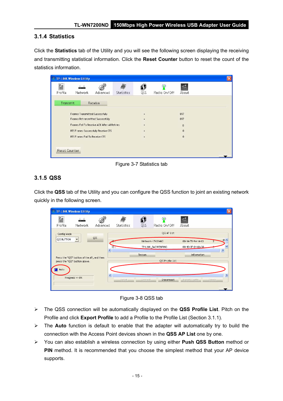 4 statistics, 5 qss, Statistics | TP-Link TL-WN7200ND User Manual | Page 20 / 40