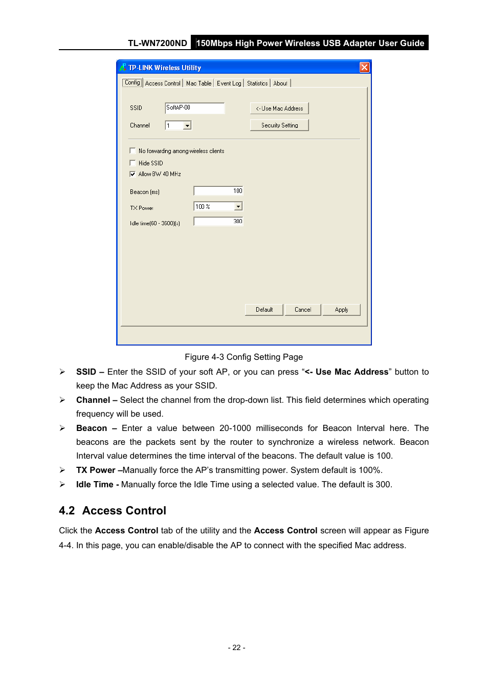 2 access control, Access control | TP-Link TL-WN7200ND User Manual | Page 27 / 40