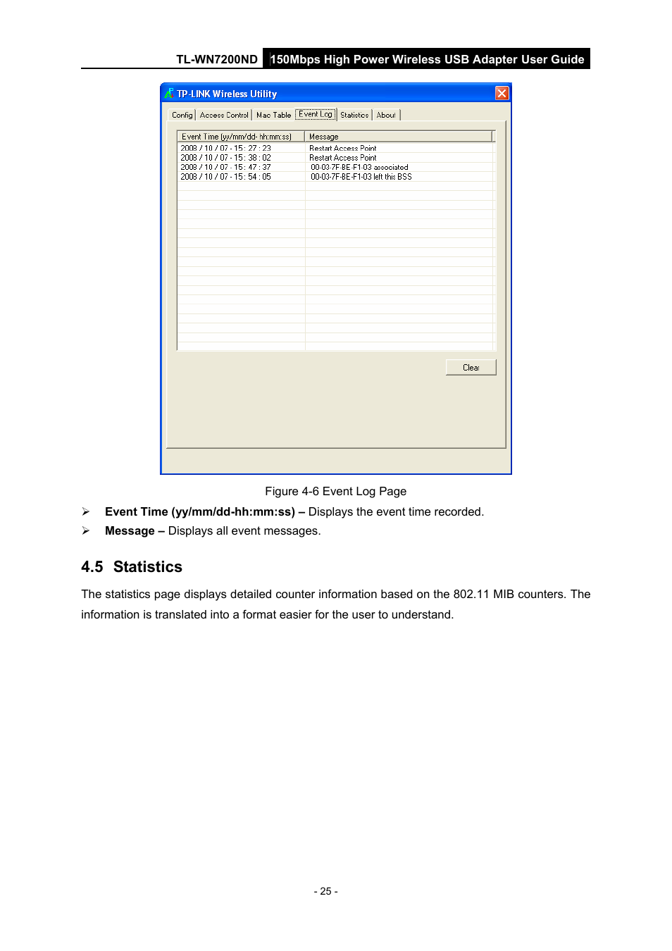 5 statistics, Statistics | TP-Link TL-WN7200ND User Manual | Page 30 / 40