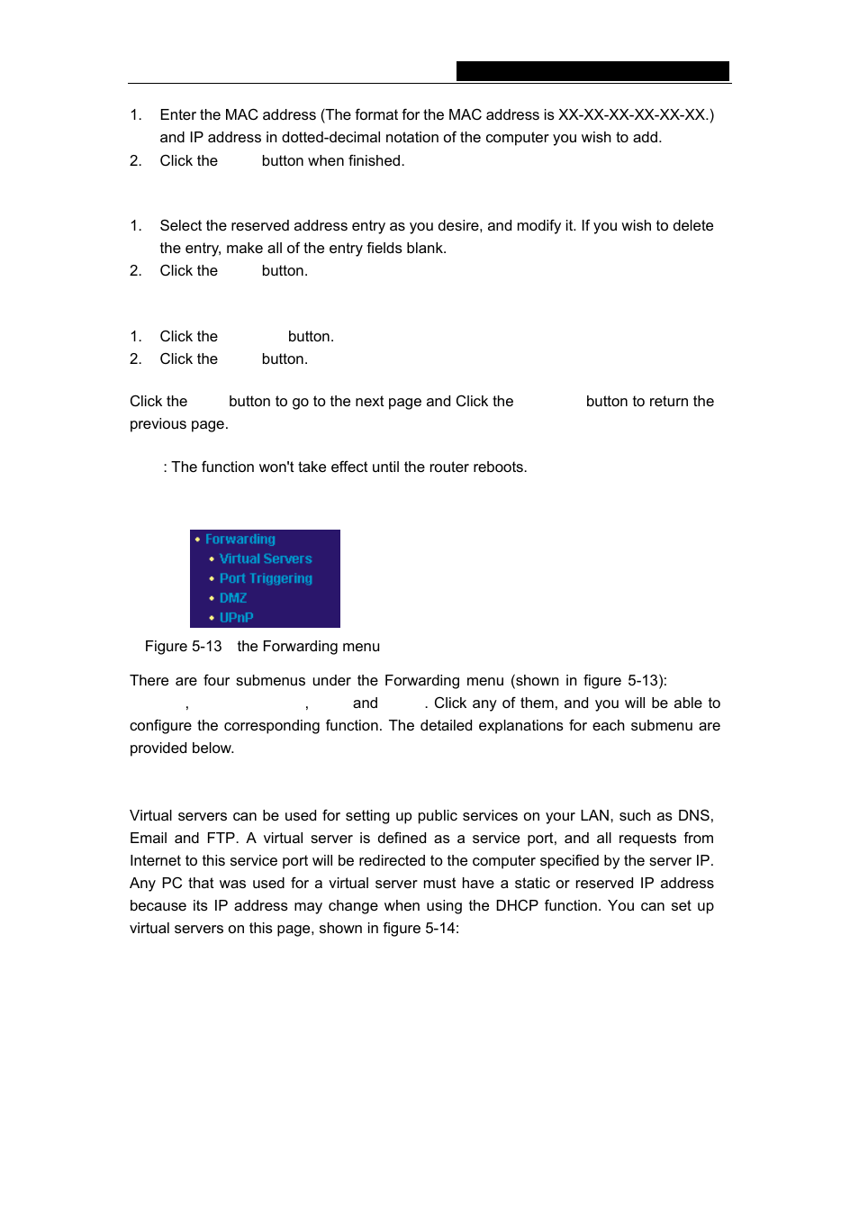 6 forwarding, 1 virtual servers | TP-Link TL-R402M User Manual | Page 24 / 51