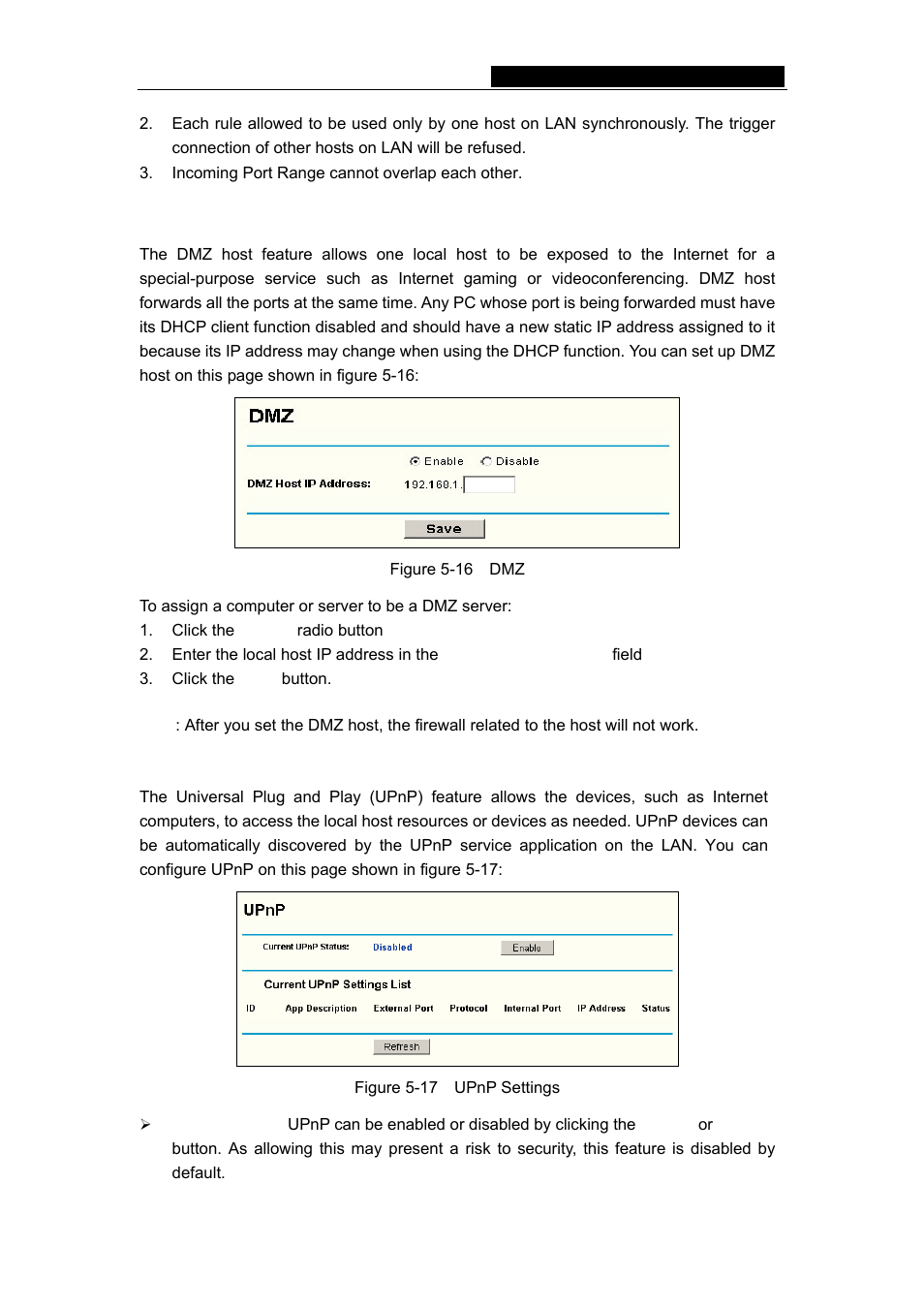 3 dmz, 4 upnp, 3 dmz 5.6.4 upnp | TP-Link TL-R402M User Manual | Page 28 / 51