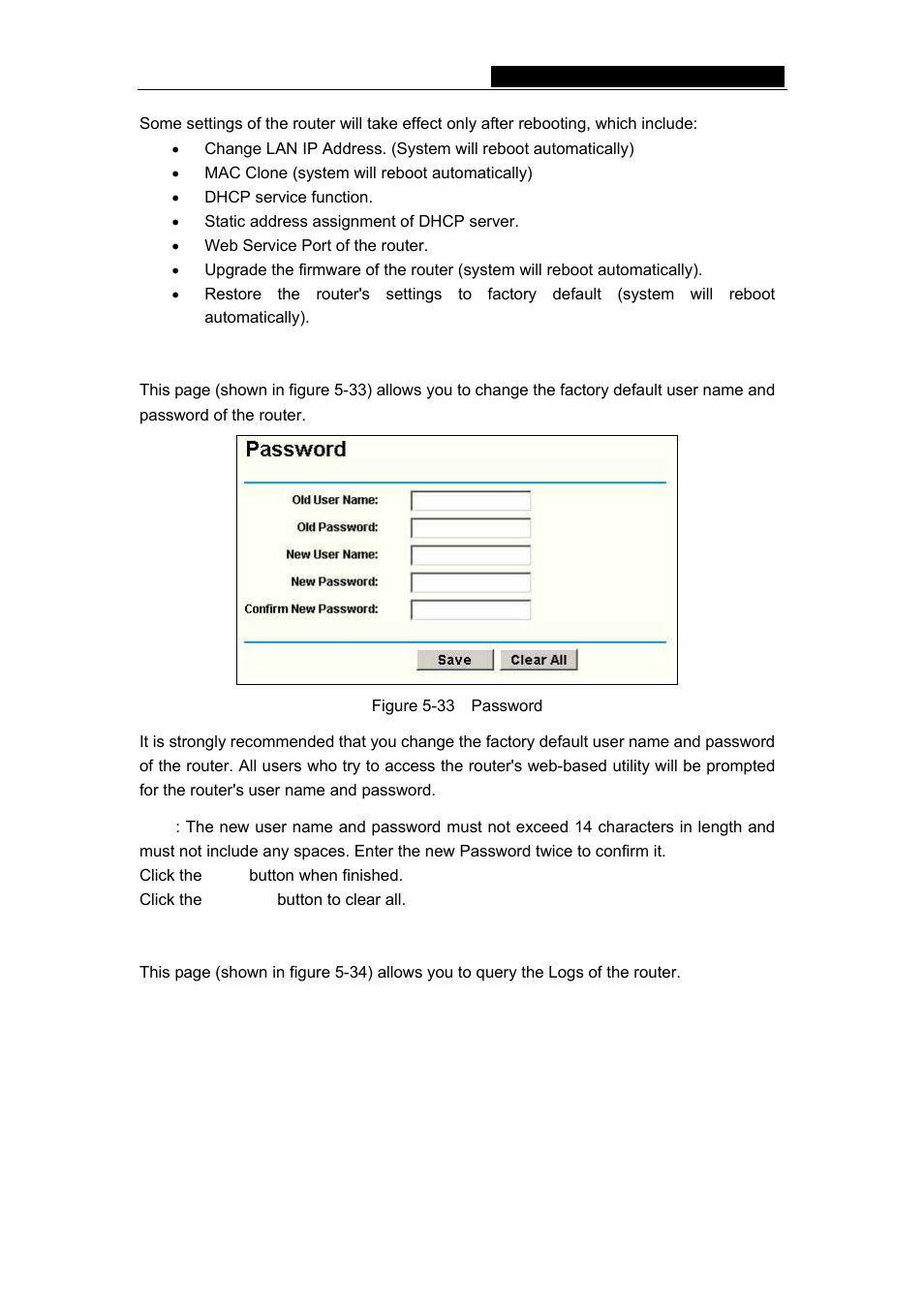 4 password, 5 log, 4 password 5.9.5 log | TP-Link TL-R402M User Manual | Page 39 / 51