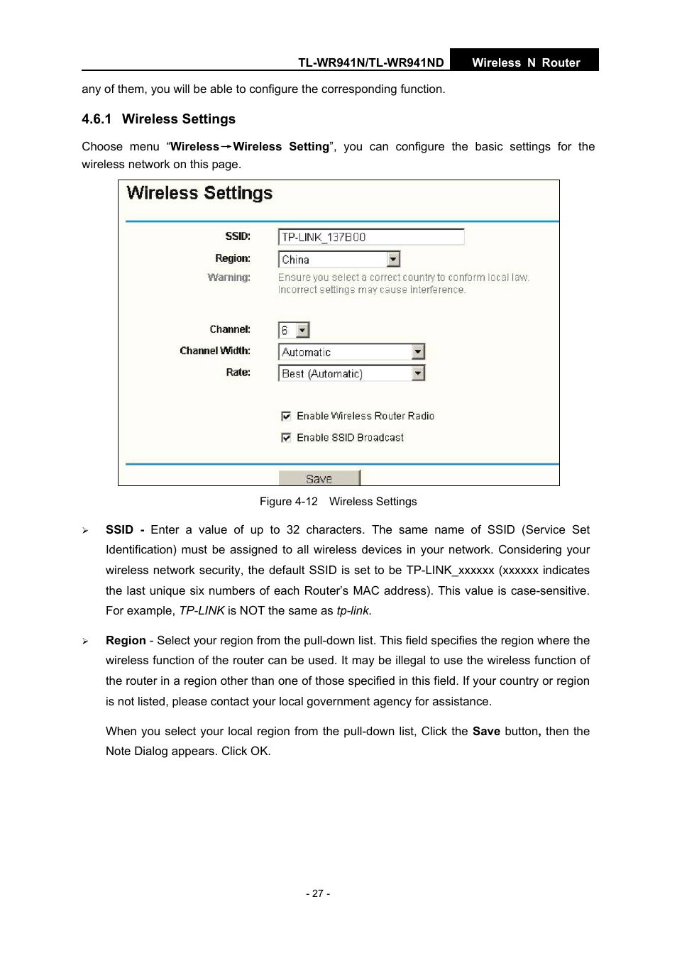1 wireless settings | TP-Link TL-WR941N User Manual | Page 32 / 76
