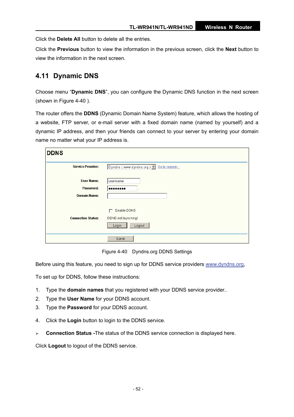 11 dynamic dns | TP-Link TL-WR941N User Manual | Page 57 / 76
