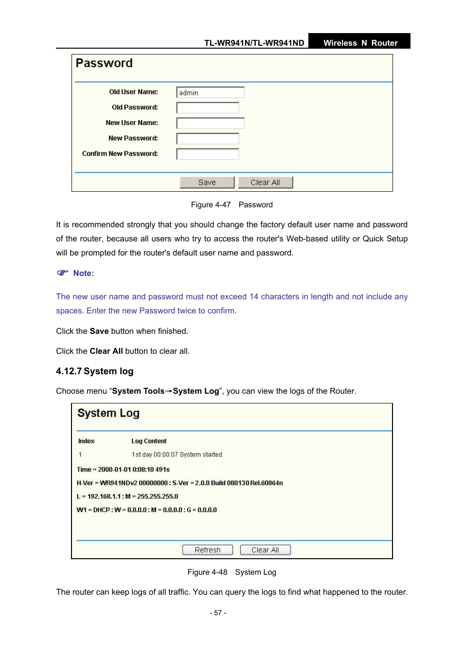 7 system log | TP-Link TL-WR941N User Manual | Page 62 / 76