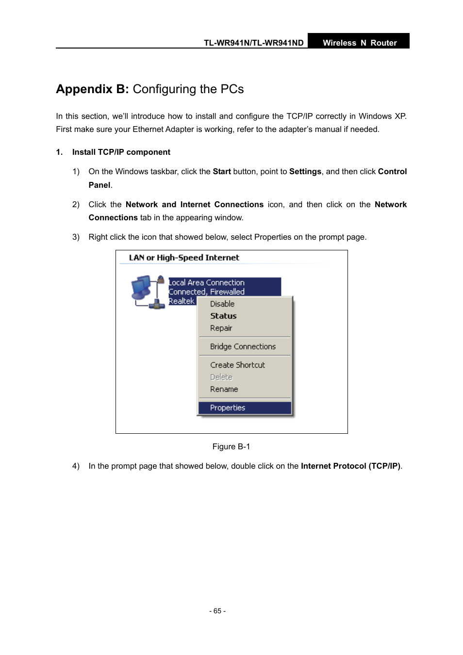 Appendix b: configuring the pcs, Please refer to, Appendix b: "configuring the pc | Appendix b: "configuring the | TP-Link TL-WR941N User Manual | Page 70 / 76