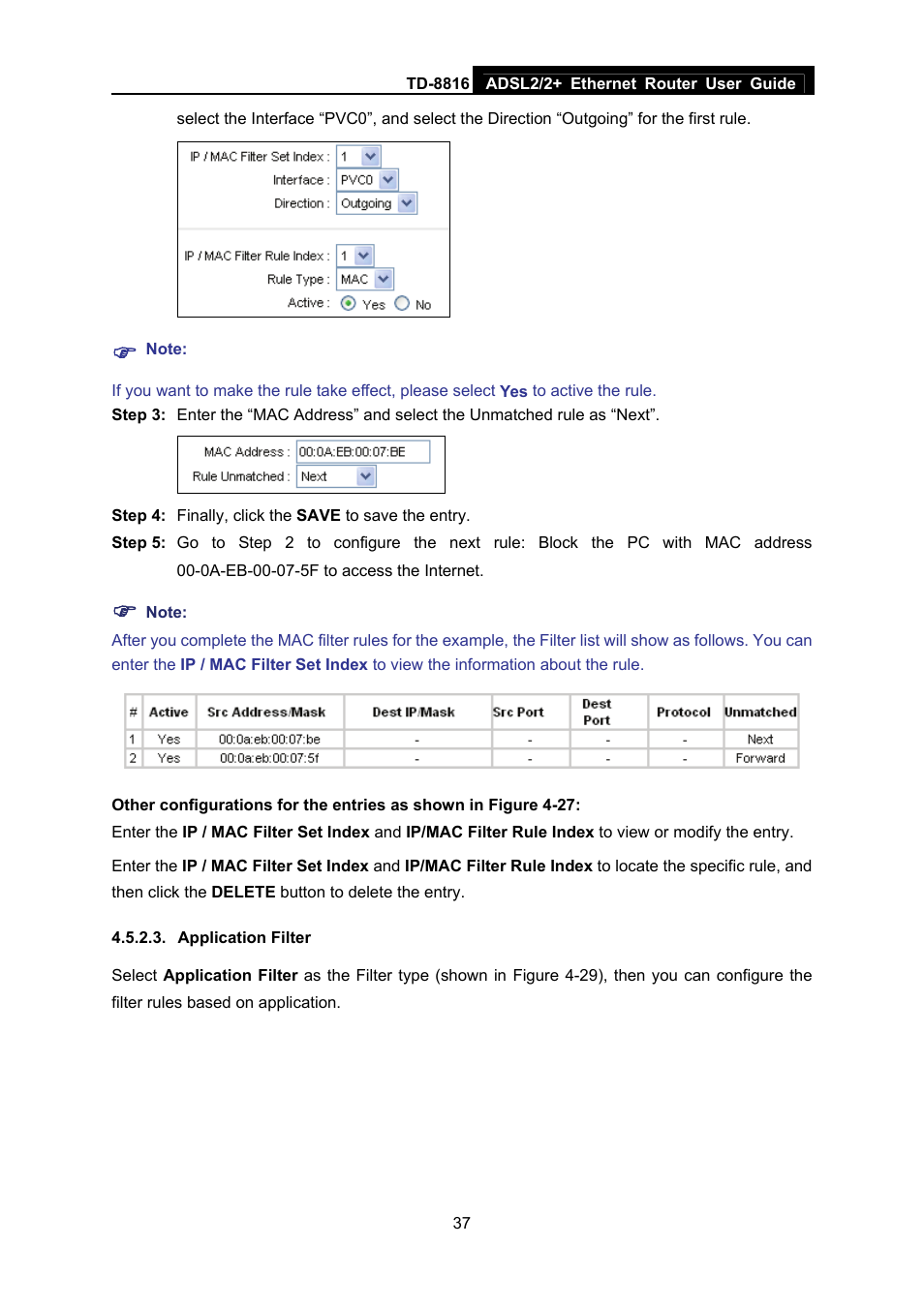 Application filter | TP-Link TD-8816 User Manual | Page 43 / 54