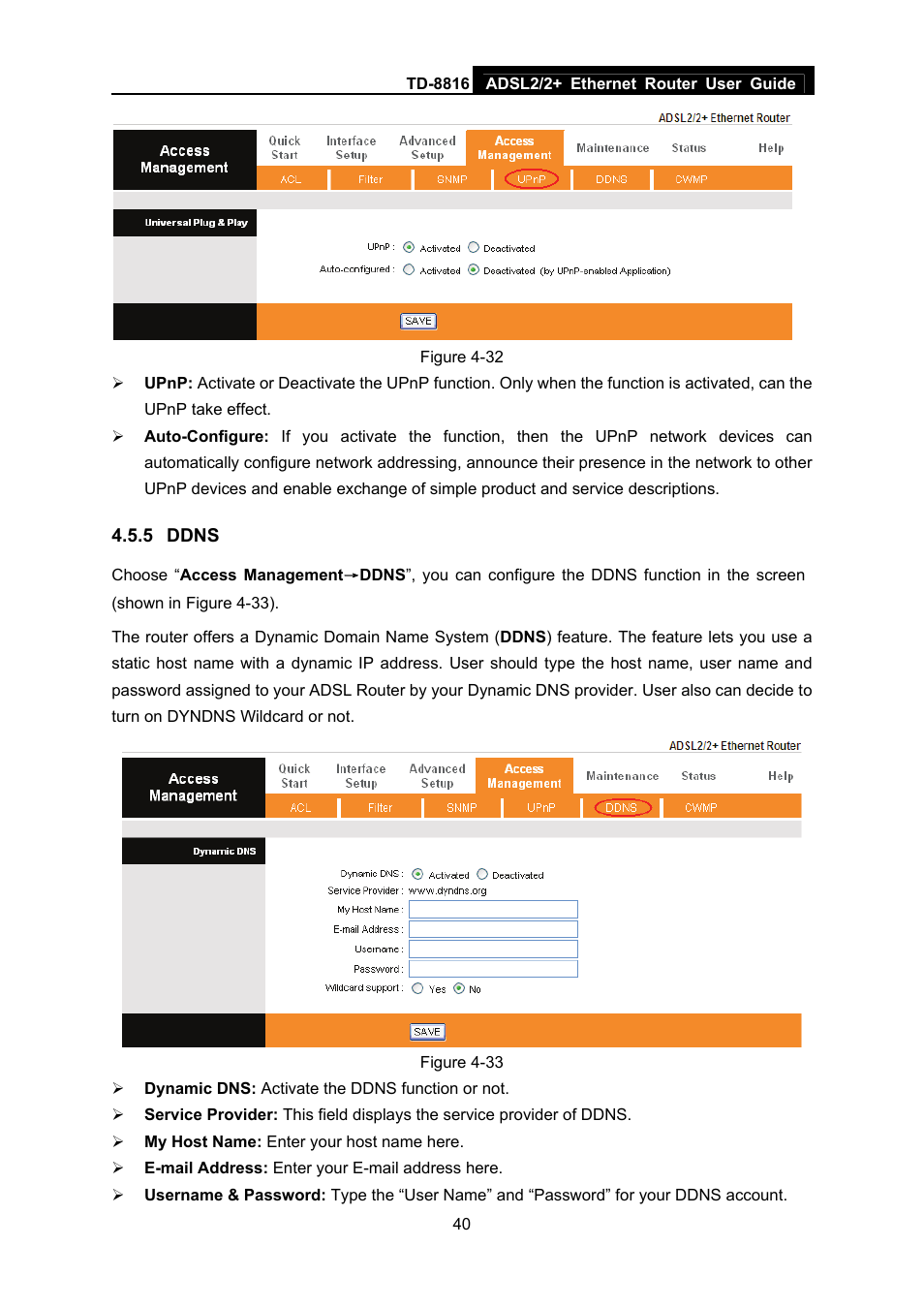 5 ddns, Ddns | TP-Link TD-8816 User Manual | Page 46 / 54