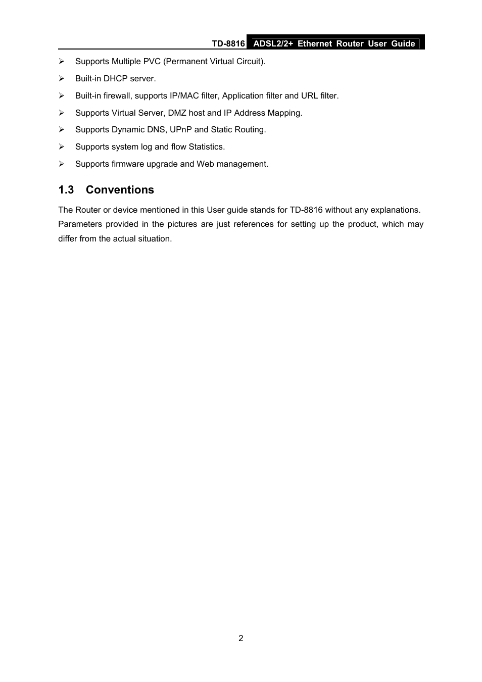 3 conventions, Conventions | TP-Link TD-8816 User Manual | Page 8 / 54