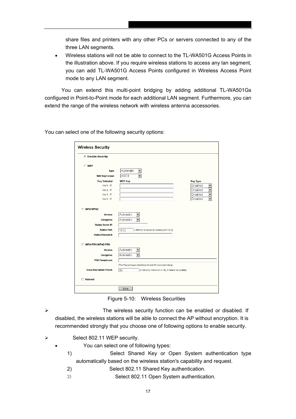 2 security settings | TP-Link TL-WA501G User Manual | Page 22 / 43