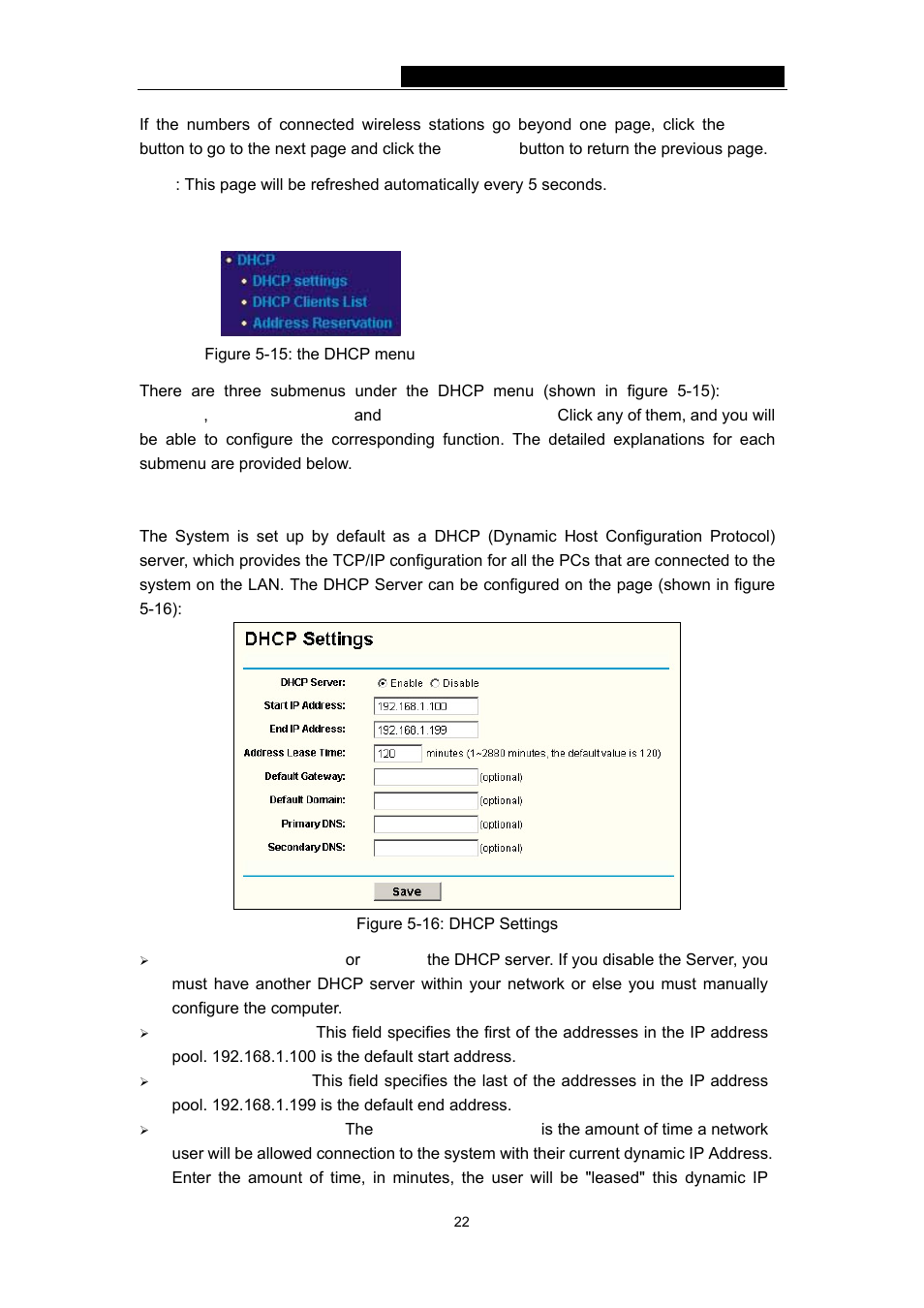 5 dhcp, 1 dhcp settings | TP-Link TL-WA501G User Manual | Page 27 / 43