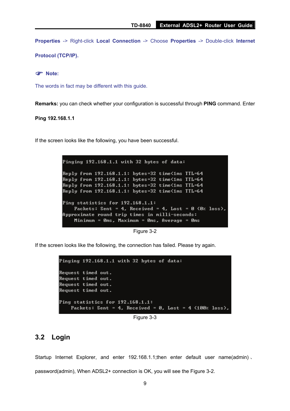 2 login | TP-Link TD-8840 User Manual | Page 14 / 39