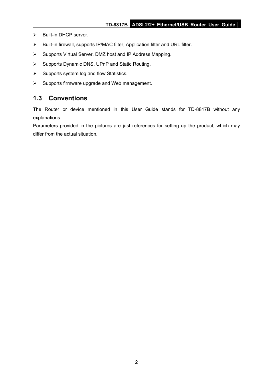 3 conventions, Conventions | TP-Link TD-8817B User Manual | Page 8 / 57