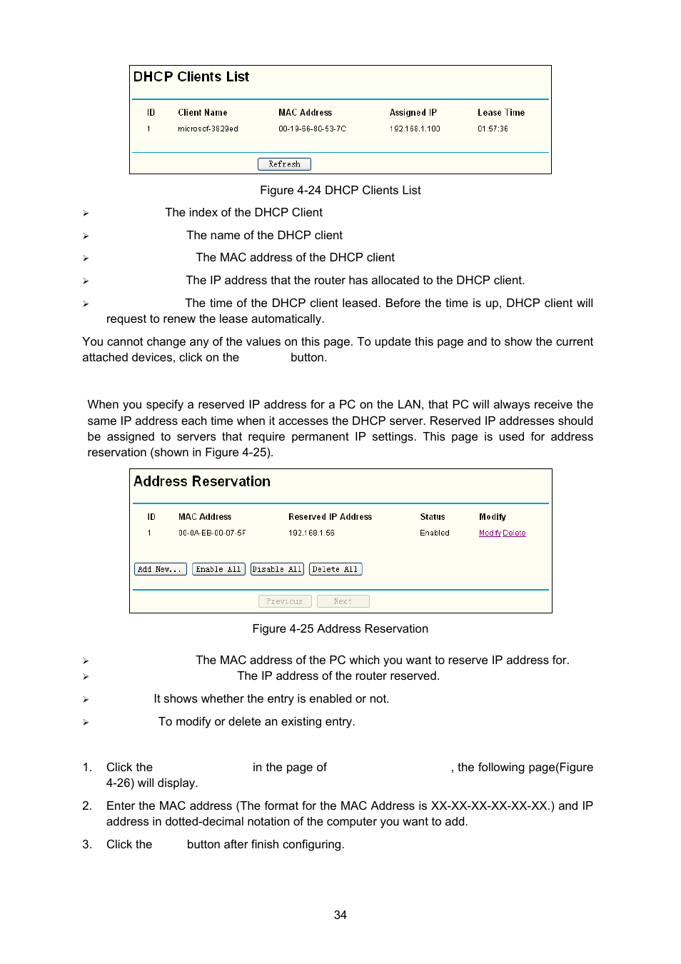 3 address reservation | TP-Link TL-WA5110G User Manual | Page 42 / 104